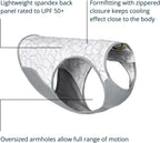 Premium dog sun protection vest displaying the three layer evaporative material