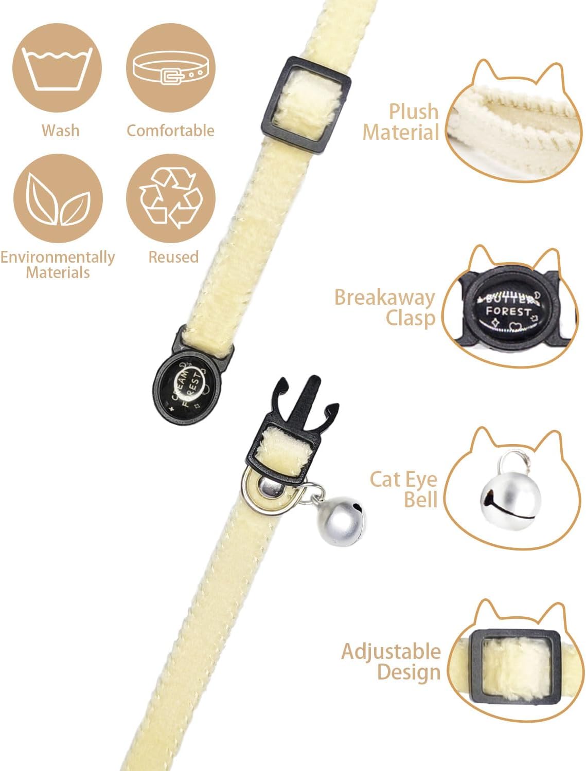 Close up view of the GoldTiger velvet kitten collar highlighting the quick release breakaway safety buckle