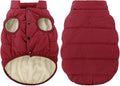 Asenku dog winter coat waterproof puffer vest front view red