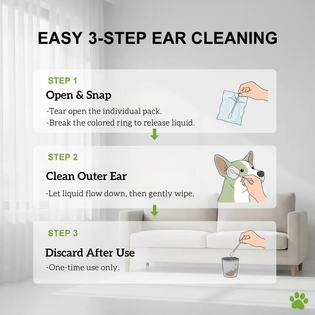 Hand holding Zimumoda pet ear cleaner swab for demonstration