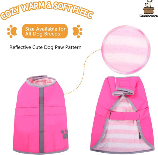 Queenmore dog coat showing fleece lined interior side