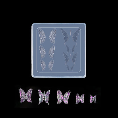 Retuolwag 3D butterfly nail mold silicone template front view