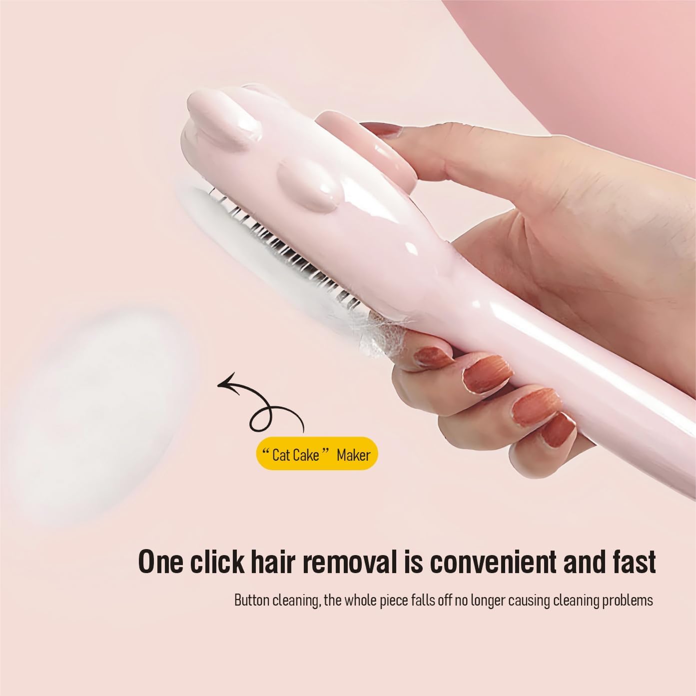 Demonstration of one-click hair release button on Set Pet brush