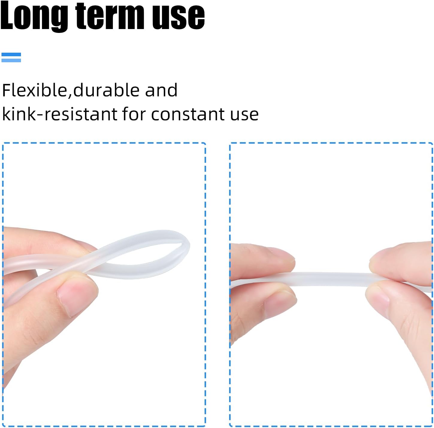 Close up of AQUANEAT standard three sixteenth inch clear silicone tube for fish tank oxygen pumps