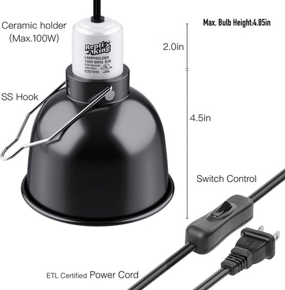 Reptiking deep dome lamp fixture showcasing polished reflective aluminum material