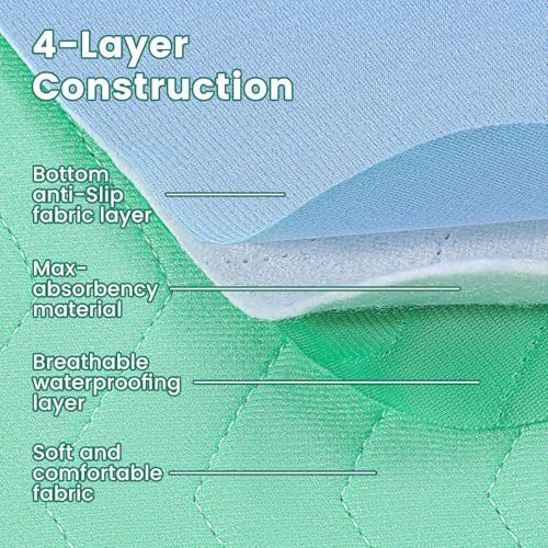 ESWIN reusable incontinence pads spread flat on a bedroom mattress.