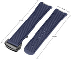 Side profile of curved end natural resin silicone strap showing flush fit architecture