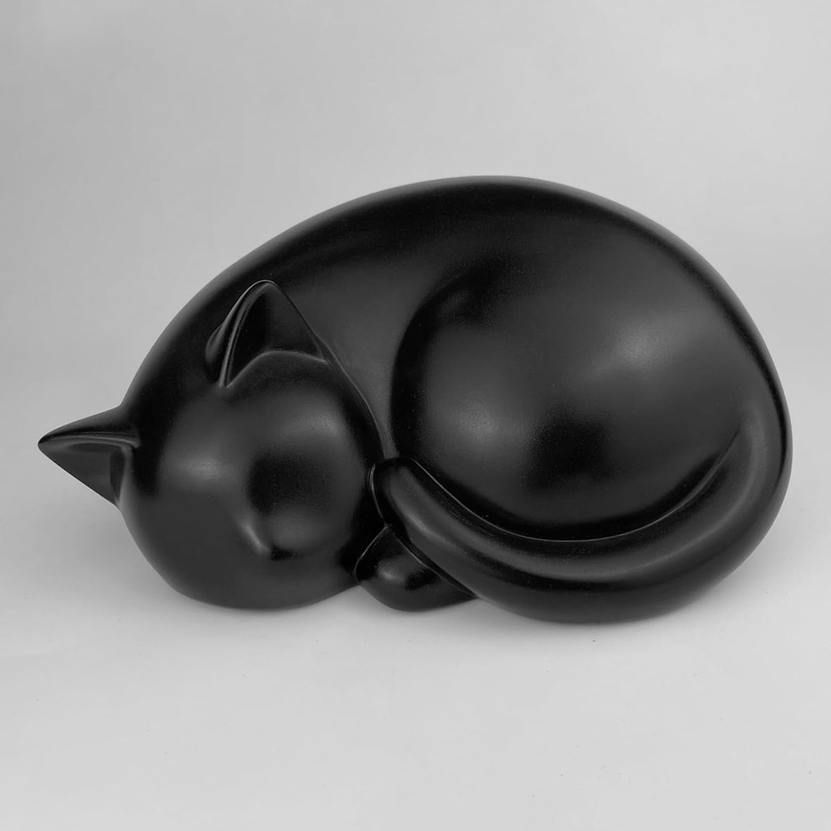 Sleeping Cat Memorial Urn, Black Resin Cremation Keepsake (Black) - Image 8