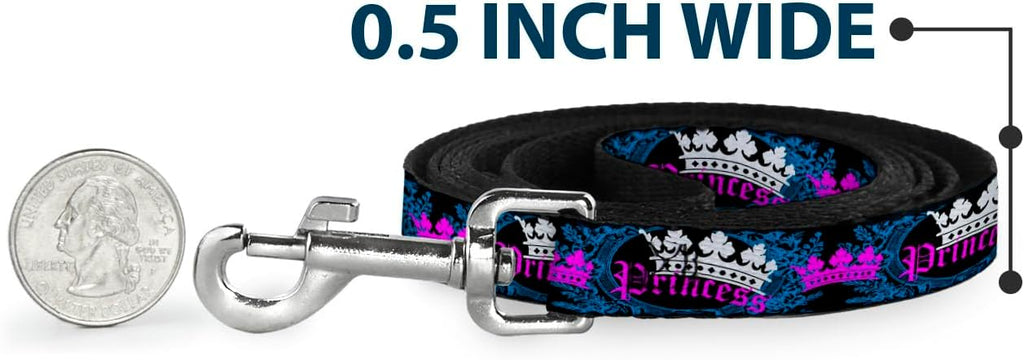 Buckle-Down Crown Princess oval patterned leash laid flat.