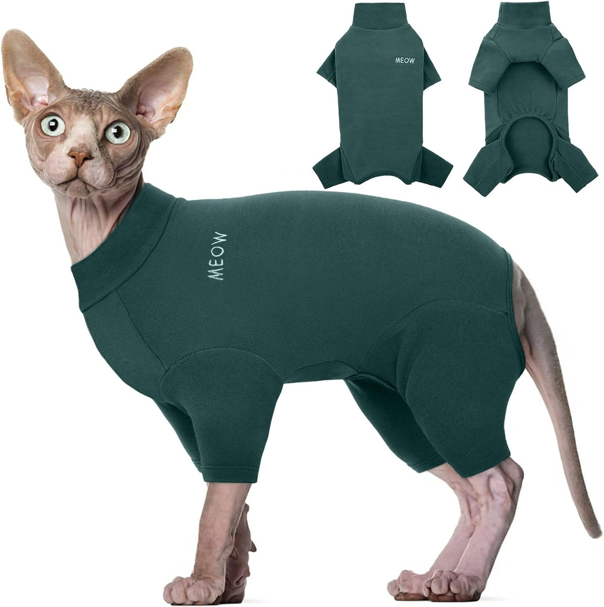 ROZKITCH Sphynx Cat Pajamas Christmas, Breathable Soft Cat Jumpers for Cats Only, Coat with Four Legs, Warm Sweater T-Shirt Pajamas Jumpsuit Vest Cornish Rex Devon Rex Peterbald Red XS - Image 13