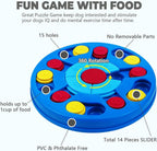 Blue and red interactive dog puzzle toy with treat compartments