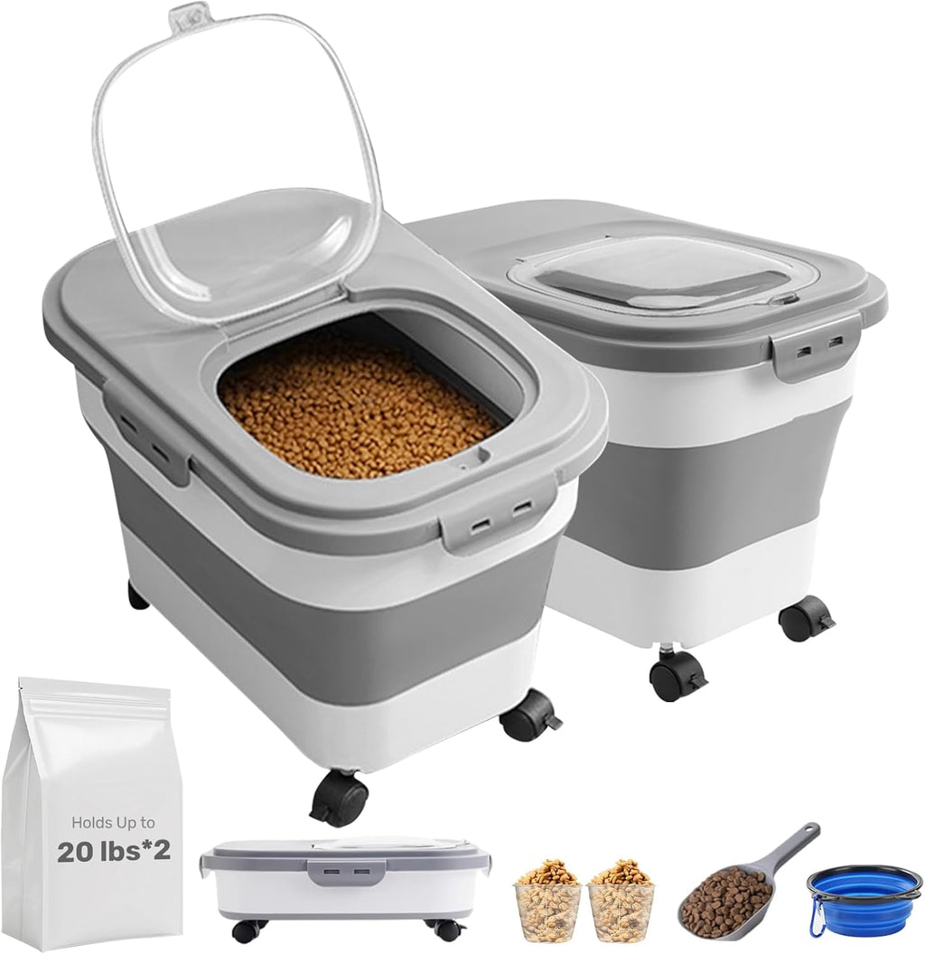 Sewiu collapsible dog food storage container set front view