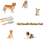 Three different sizes of the wooden handled pet grooming tools laid out sequentially