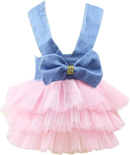 Clopon pet halter bowknot tutu dress front view small female dog apparel