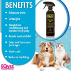 Silicone free pet conditioner mist for conditioning dog and cat fur