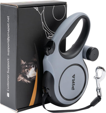 Pina 26ft retractable dog leash front view showing handle