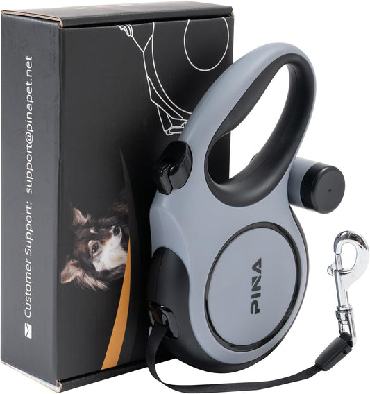 Pina 26ft retractable dog leash front view showing handle