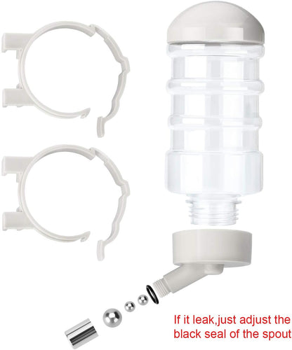 Dripless pet drinking fountain kettle 400 milliliters showing stainless steel nozzle mechanism
