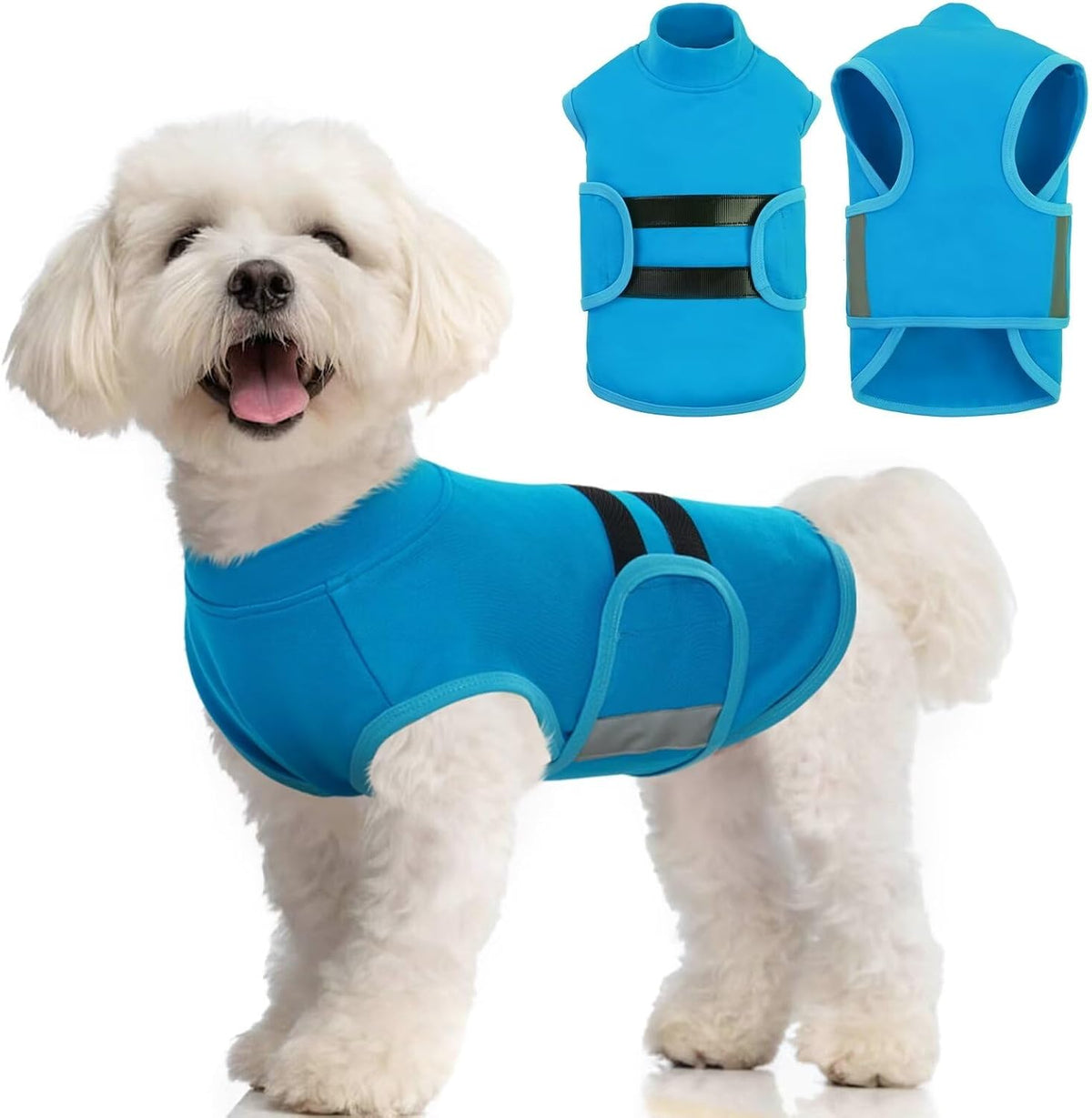 Packaging and product label of authentic Migohi dog anxiety coat