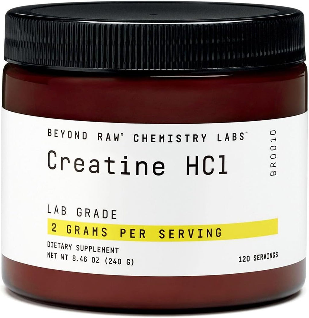 Beyond Raw creatine hydrochloride powder jar front view container