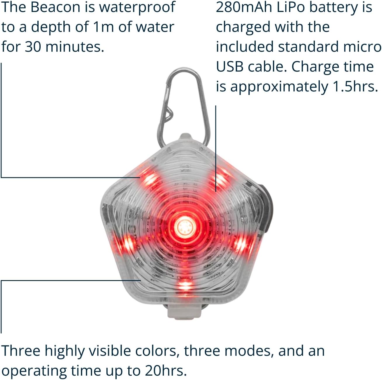 Rechargeable pet collar light illuminating in bright green flash pattern