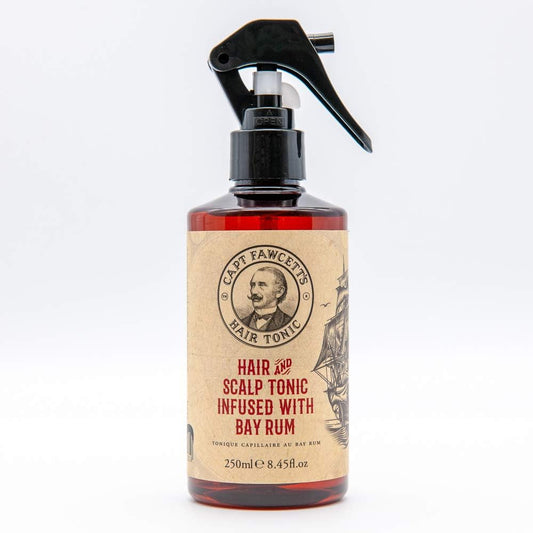 Captain Fawcett Bay Rum Hair Tonic front view bottle for premium men grooming