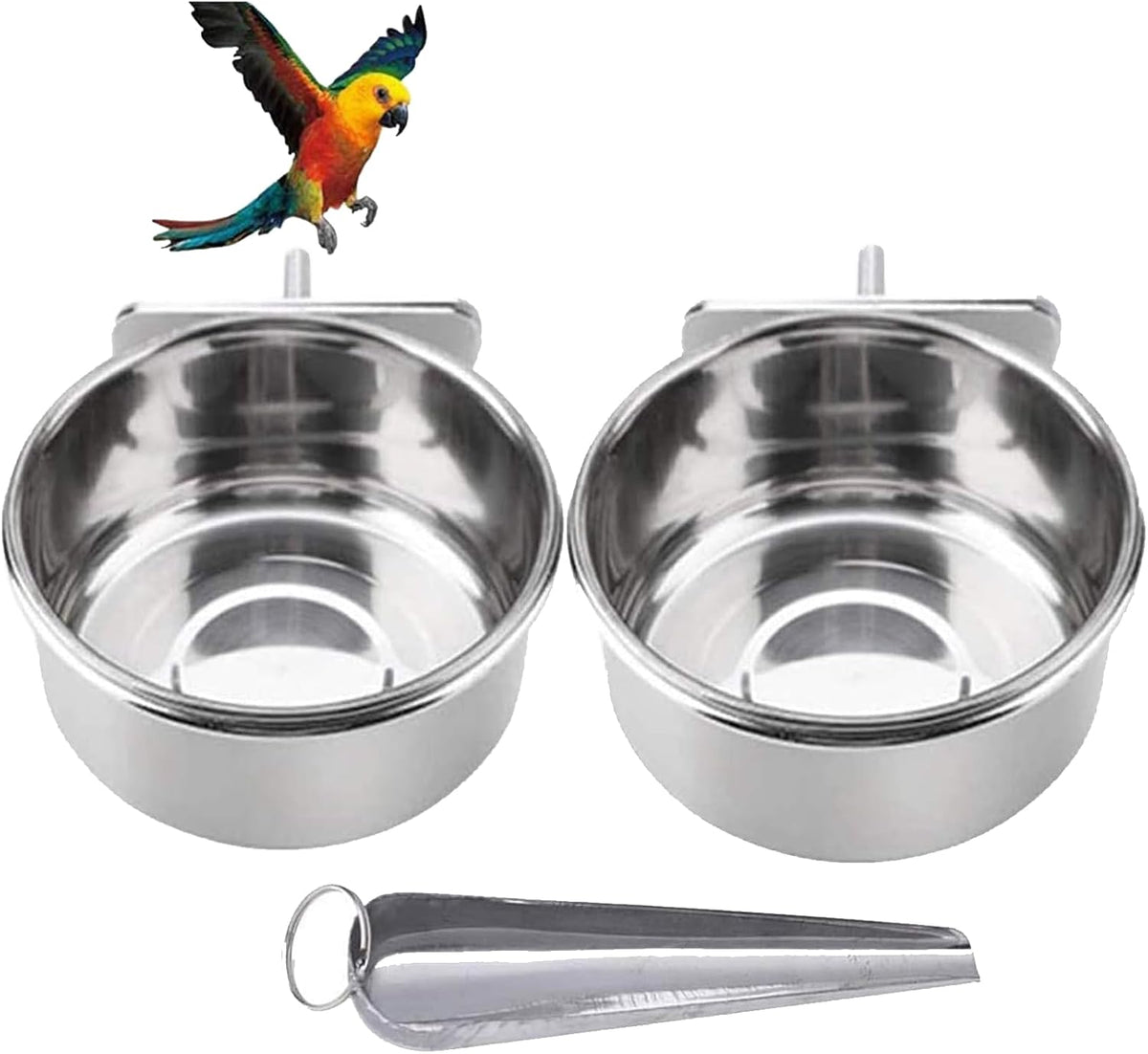 Tfwadmx Bird Feeding Dish Cups Parrot Food Bowl Clamp Holder Coop Cup, 2PCS Bird Cage Water Bowl for Parakeet African Greys Conure Cockatiels Lovebird Budgie Chinchilla - Image 12