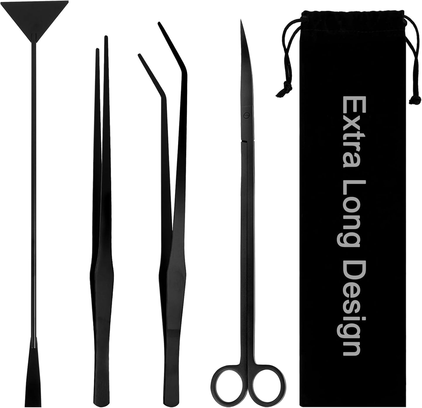 15Inch Extra Long Design Aquarium Aquascaping Tool Stainless Steel Aquascape Tool Kit 4 in 1 Anti-Rust Fish Tank Starter Kit with Long Tweezers Scissors Spatula for Aquarium Plants (Colorful) - Image 10