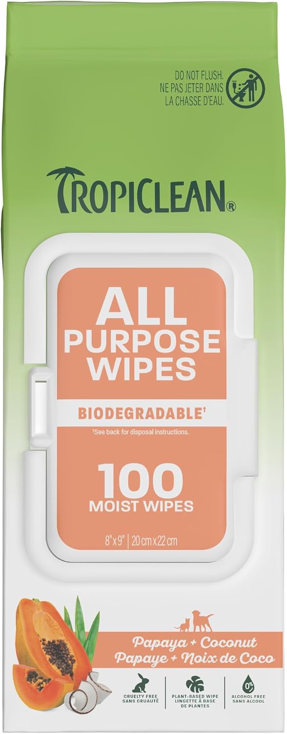 TropiClean Deep Cleaning Pet Wipes, 100ct - Wipes for Dogs & Cats - Gently Removes Dirt, Dander & Smells - for Pet Paws, Face, Body & Bottom - Sweet Berry & Coconut Scent - Image 15