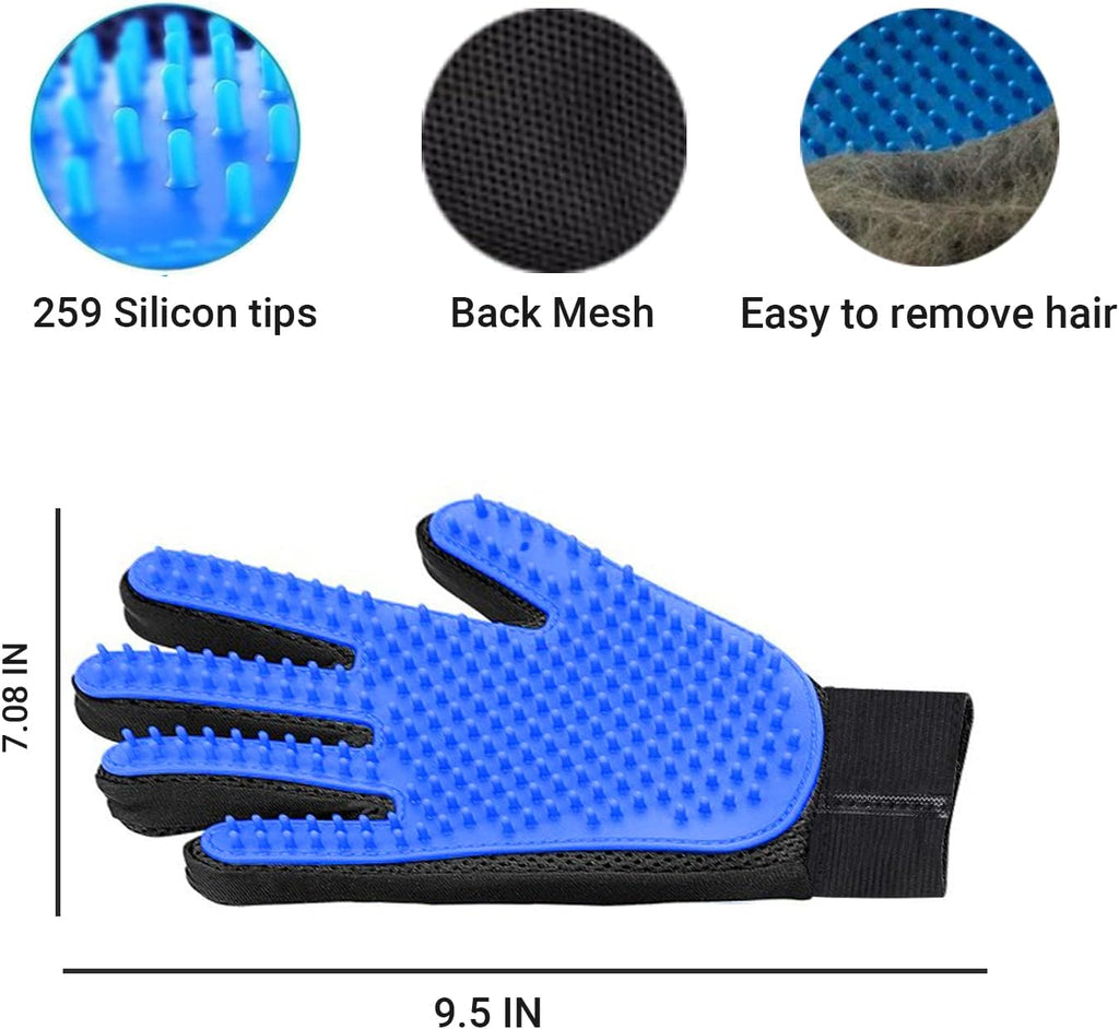 Five finger silicone grooming glove for dogs and cats