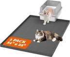 Pawtners Large Cat Litter Mat for Litter Box 2 Packs, 34" x 22" Waterproof Silicone Pad for Floor, Easy to Clean, Gray - Image 9