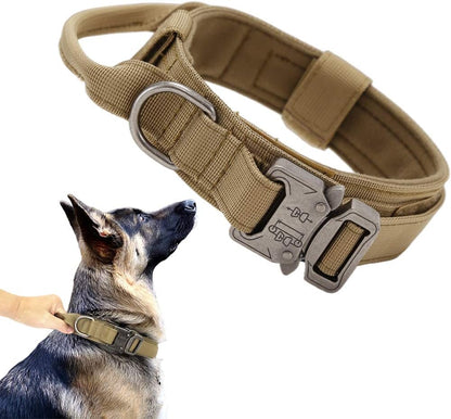 Xqpetlihai Tactical Dog Collar brown front view