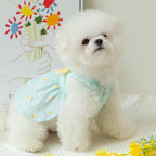 Side view of BIECWIAY floral summer puppy dress showcasing lightweight breathable cotton fabric.