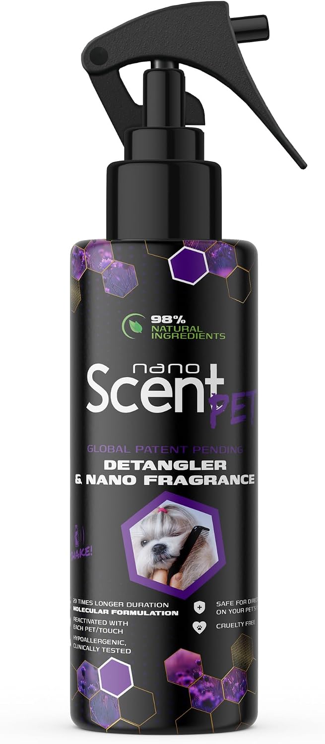 Authentic USA imported nanoSCENT pet fur care spray container overview