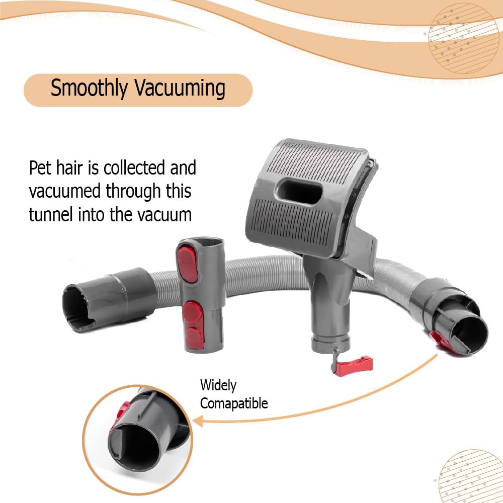 Pet Grooming Kit - Compatible with Dyson V7, V8, V10, V11, V12, V15 (Vacuum Not Included) - Brush Hair Remover for Dogs and Cats, Deshedding Tools, Undercoat Fur - Mess free Shedding Comb Kit - Image 9