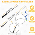 Pattepoint interactive cat teaser wand with seven multicolored plush strip refills and bells.