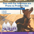 Close up view of Zymox premium imported pet skincare conditioner from USA.