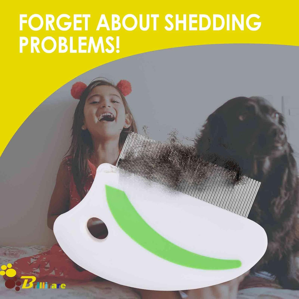 Fine tooth tick and nit removal comb being used safely on a long haired pet coat.