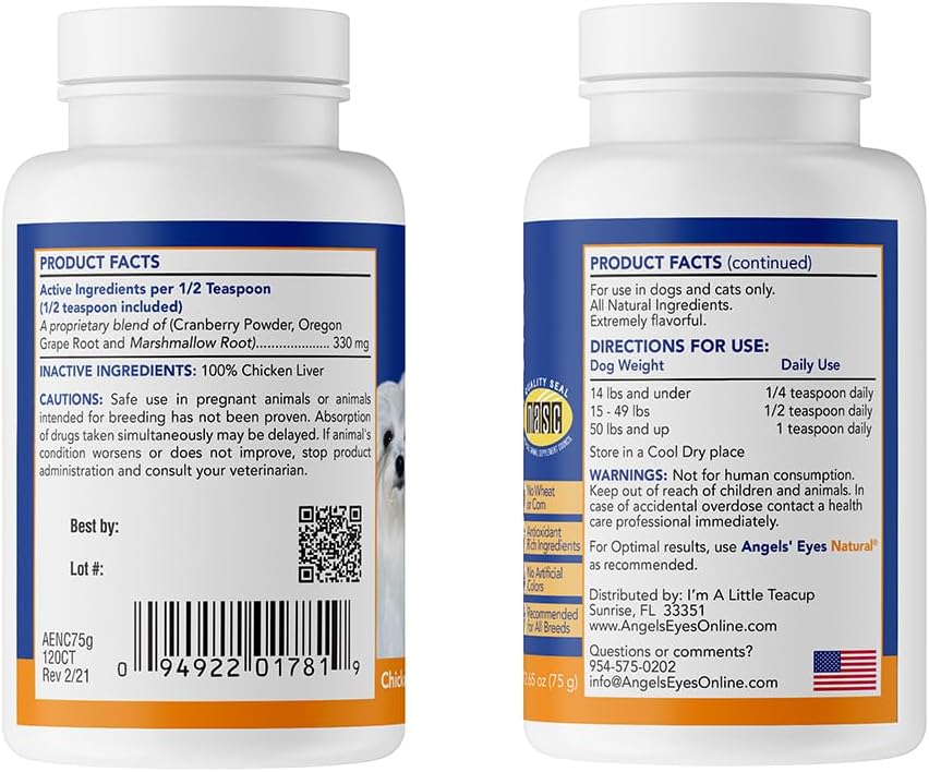 Angels' Eyes national animal supplement council certified tear stain remover for all breeds.