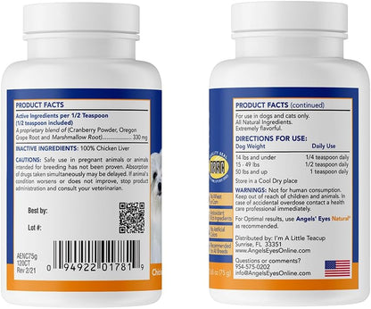 Angels' Eyes national animal supplement council certified tear stain remover for all breeds.