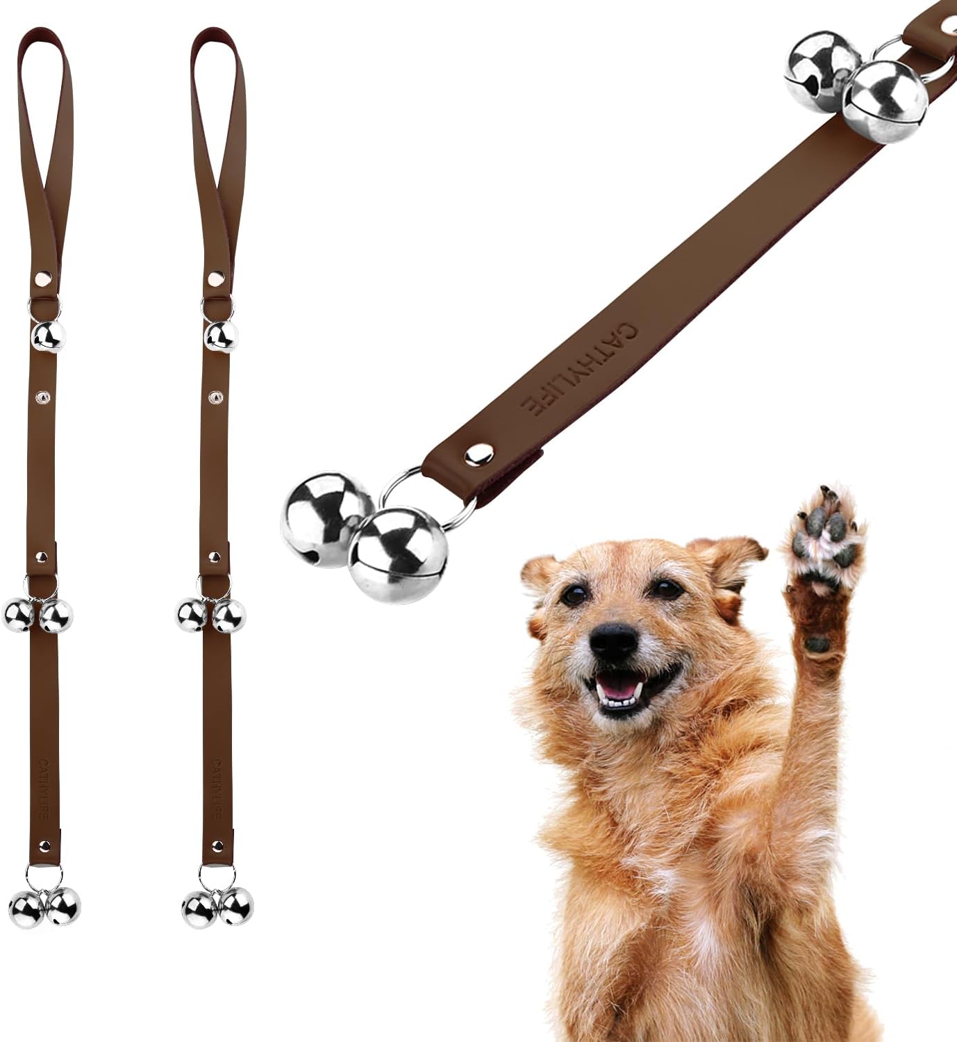 Leather Dog Doorbells for Door Knob, Adjustable Brass Potty Training Bells for Puppy to Go Outside, Easy Dog Door Bell for Potty Training - Image 12