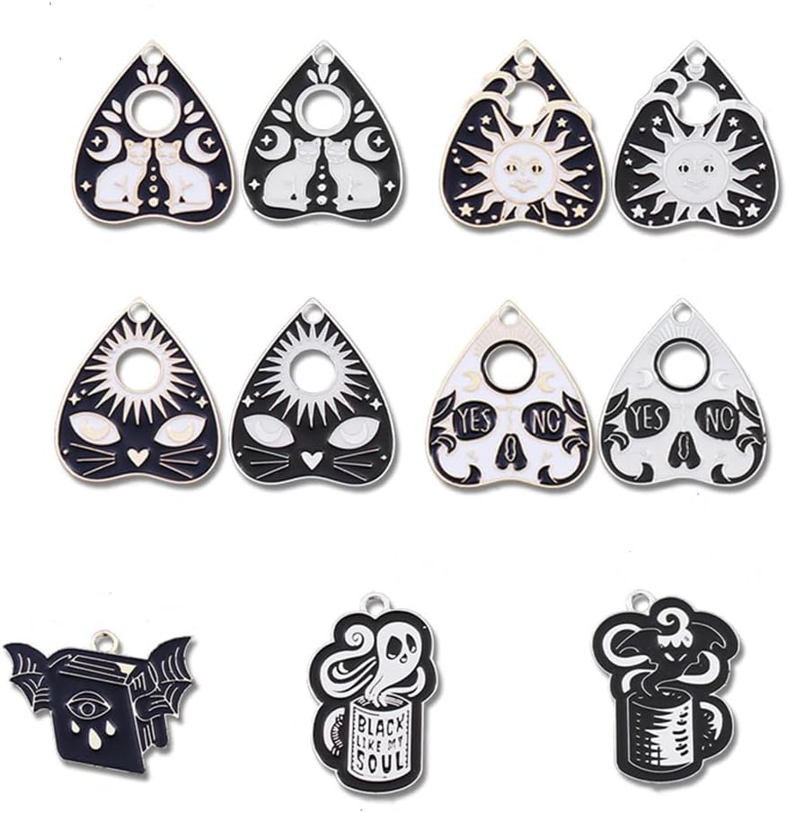 Yeyulin 22 Pieces Halloween flower printed cat charms set front view