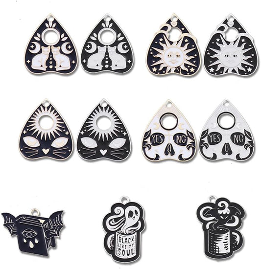 Yeyulin 22 Pieces Halloween flower printed cat charms set front view