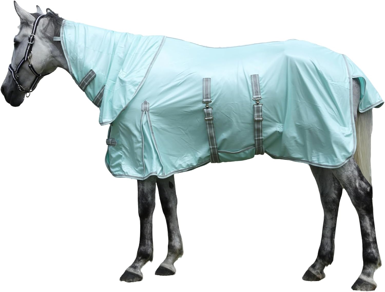 Summer Horse Fly Sheet with Detachable Neck & Belly Wrap, Breathable Fine Mesh Sweet Itch Protection for Stable & Pasture Turnout, Biting Defense & All-Day Comfort Shield Cyanblue 78" - Image 9