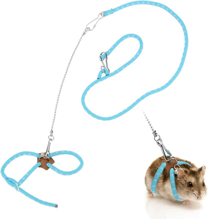 Hypeety Syrian Hamster Adjustable Training Lead Leash blue color front view displaying star pattern