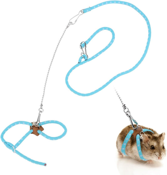 Hypeety Syrian Hamster Adjustable Training Lead Leash blue color front view displaying star pattern