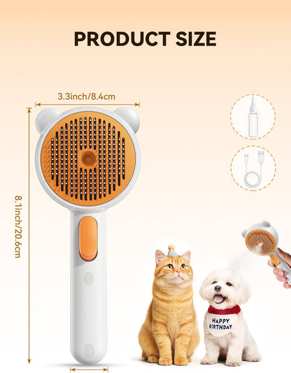 Pet Steam Brush for Dogs & Cats, Brushes for Indoor Cats with Release Button, Dual Speed Spray USB Rechargeable Grooming Supplies, Dog Brush for Shedding Suitable for All Long- and Short-haired Pets - Image 9