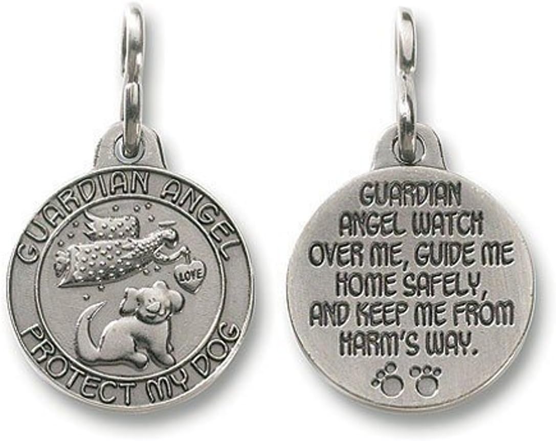 Guardian Angel Dog Pet Protection 1 Inch Pewter Medal silver charm