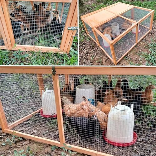Chicken Coop Run Rabbit Cage No Assembly Portable Chicken Run Bunny House with Top & Side Opening Doors,Outdoor Small Animal Playpen Wooden Chicken Brooder Box Guinea Pig Cage 45"x 42"x 20" - Image 5