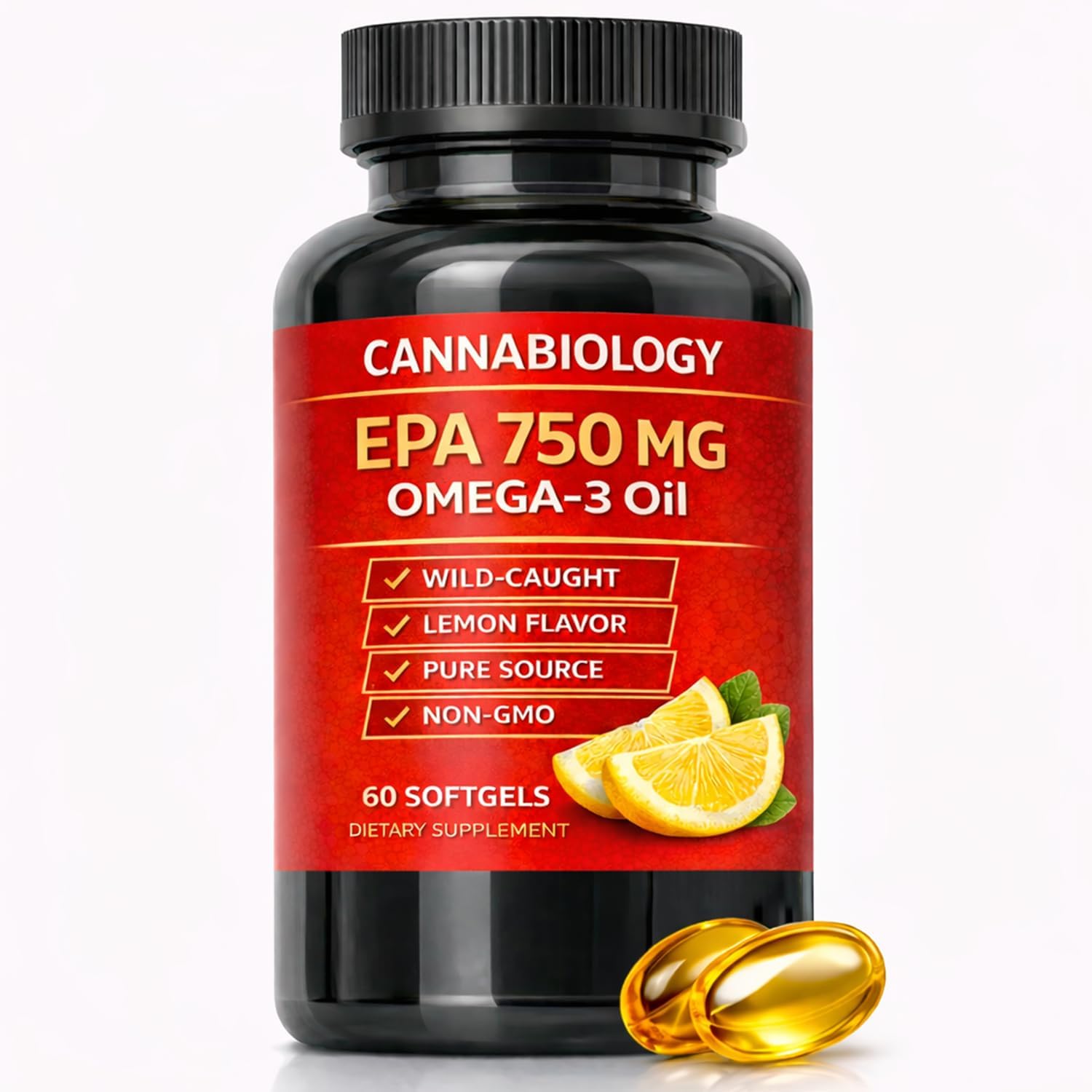 Nordic Naturals Cannabiology Omega-3 softgels front view dietary supplement